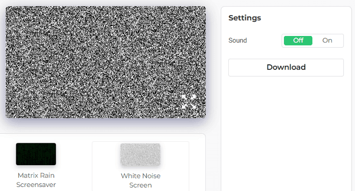 TV Static Noise Screen Settings Panel