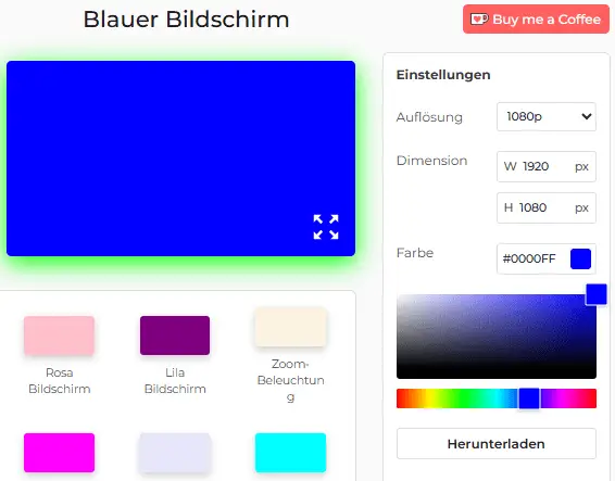 Bluescreen-Tool-Einstellungsfenster