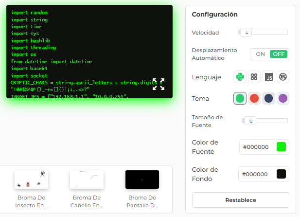 Características de nuestra herramienta Hacker Typer
