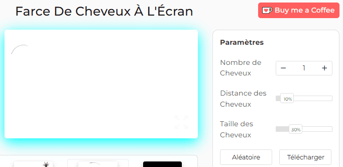Panneau de configuration de l'outil de farce « Cheveux sur l'écran »