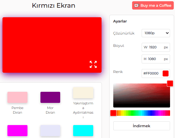 Kırmızı Ekran Ayarları Paneli