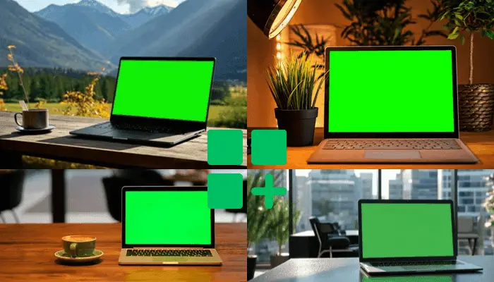 Crie mockups de produtos editáveis com telas verdes sólidas